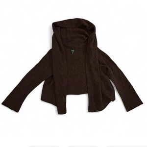 Eileen Fisher Rich Maroon/Brown Hooded Cardigan Size Large